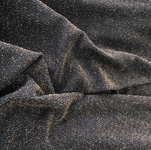 Crepe Dressy V Neck Top - Black with Gold Shimmer - Picture 6 of 7